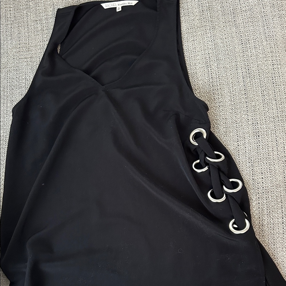 RACHEL Rachel Roy Black Side Lace-Up Dressy Sleeveless Tank size M